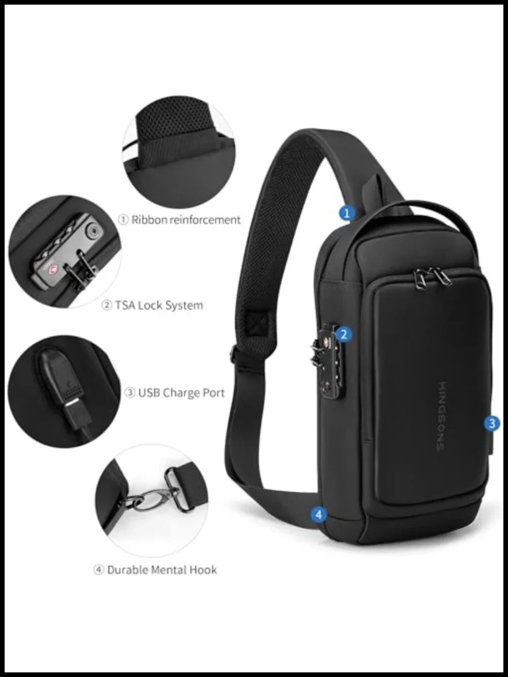Waterproof Anti-Theft Sling Crossbody Backpack for Men Travel Daypack with TSA